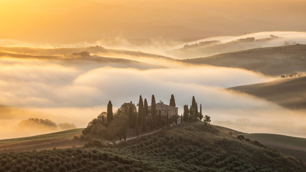 Mist In the Valley, Belvedere, San Quirico d'Orcia, Tuscany, Italy