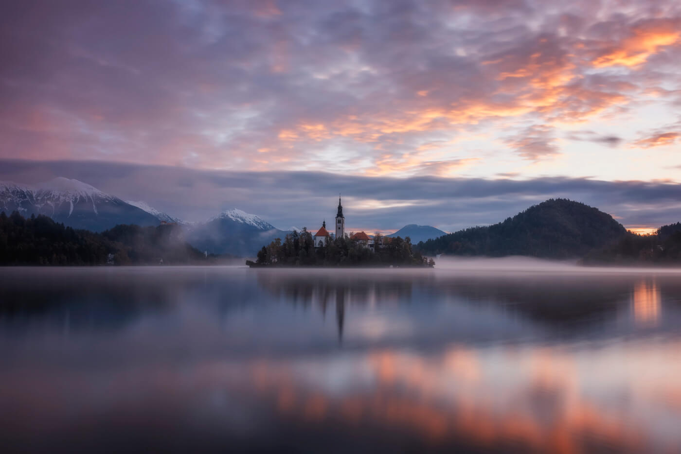 Misty Morning at Lake Bled, photos of Slovenia