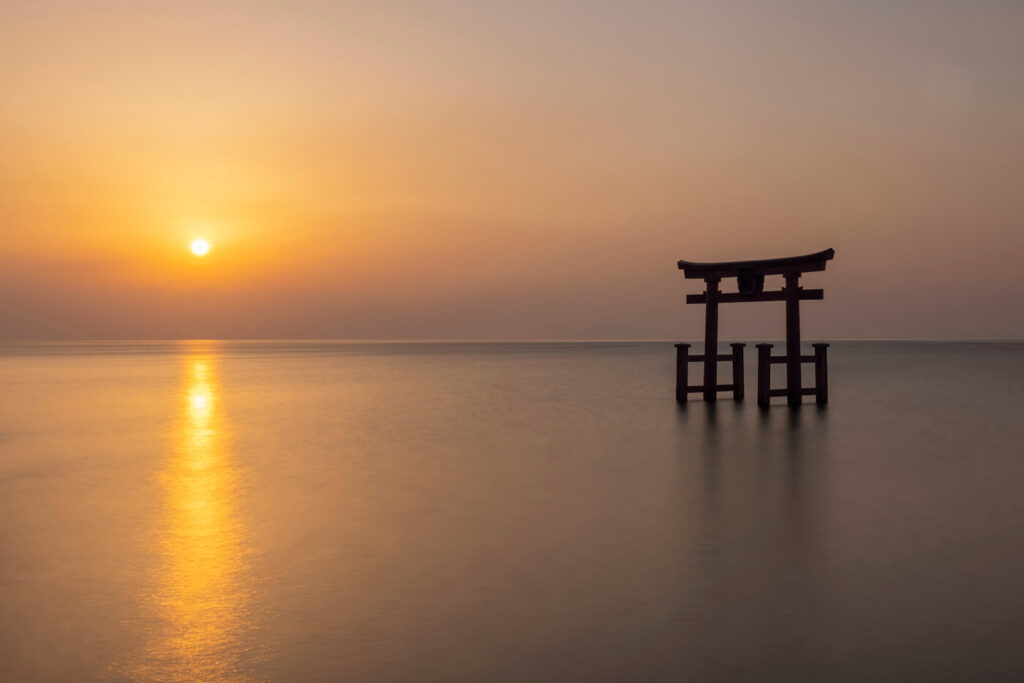 Shirahige Shrine Torii, Lake Biwa, Japan