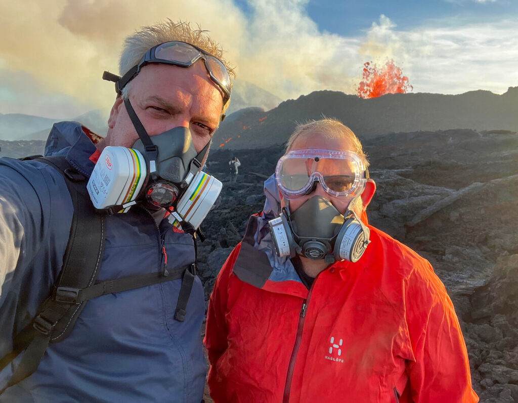 Dave Nelson and I donning our gas masks and goggles